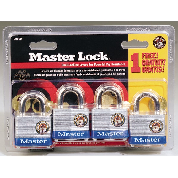 Master Lock Master Lock 1-5/16 in. H X 1-5/8 in. W X 1-1/2 in. L Steel Double Locking Exterior Padlock, PK4 3008D - main